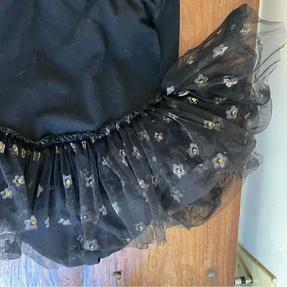 Girls Black Ballet Leotard with Tutu Cotton Size 6x/ 7